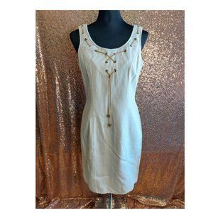 Vintage Timeless Good Show Ticket Clothing White Knee Height Back Zip Dress Sz 8